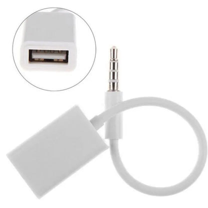 3.5mm AUX to USB Female Converter Cable for Car Audio