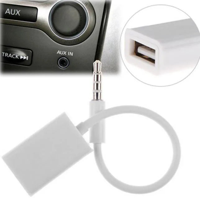 3.5mm AUX to USB Female Converter Cable for Car Audio