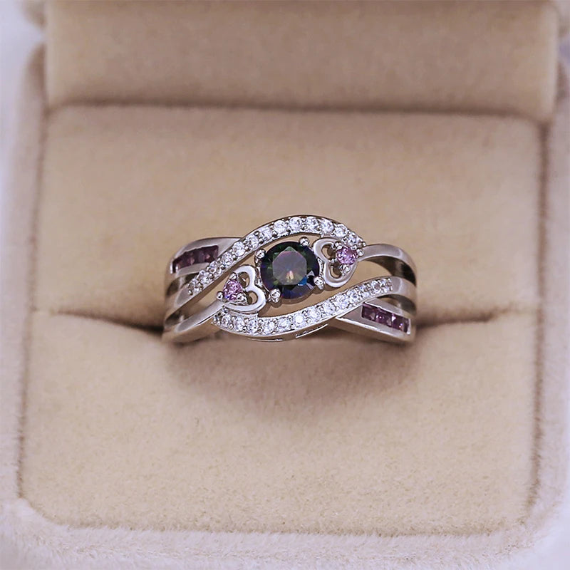 Sapphire Emerald Gemstone Engagement Rings for Women